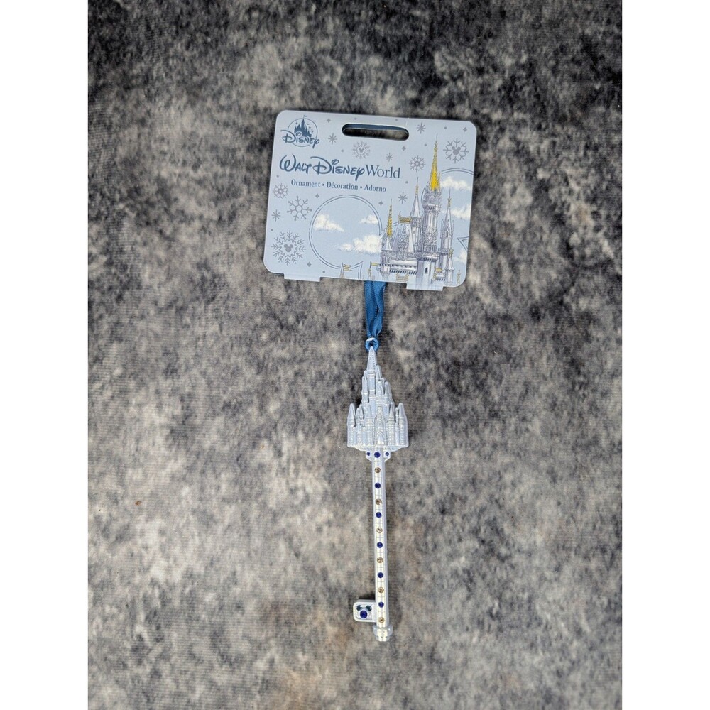 Disney World Magic Kingdom Cinderella Castle White & Blue Key Ornament NEW!
